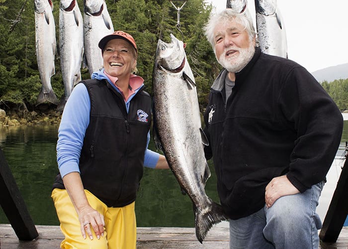 BC Salmon Fishing Lodge Rivers Inlet Sportsman's Club Catching
